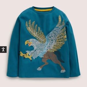 Mini boden kids boys embroidered eagle Superstitch T-shirt Balthic Hippogriff